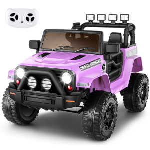 Hikole Ride On Car 12V Battery Powered Truck With Remote Control Spring Suspension Headlights Music Horn Mp3 Usb Aux Po