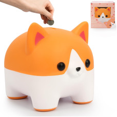 Jizwpoom Piggy Bank For Kids Dog Piggy Banks Corgi Piggy Bank For Boys Money Box Unbreakable Piggy Bank Girls Dog Bank Money