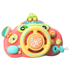 Biset Baby Steering Wheel Toddler Toy Kids Steering Wheel For Backseat Car Educational Musical Toy For Babies With Light A