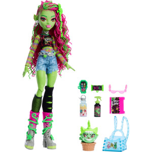 Monster High Venus Mcflytrap Doll Plant Monster With Pet Cat Chewlian Accessories Like Backpack Notebook Snacks More