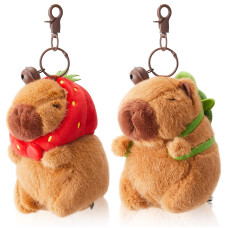 Simgoing 2 Pcs Capybara Plush Keychain Toy Realistic Capybara Stuffed Animals Toy Capybara Pendant For Backpack Birthday Giftcu