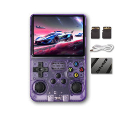 R36S Handheld Game Console 35 Inch Preinstalled Emulator System Transparent Purple 32Gb64Gb