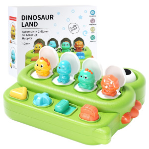 Aiqi Interactive Pop Dinosaur Up Pals Baby Toy Cause And Effect Toy Early Learning Infant Toy For Sorting Colors Montessori Deve