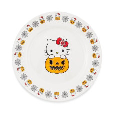 Silver Buffalo Sanrio Hello Kitty Pumpkin Boo 8-Inch Large Ceramic Dinner Plate For Serving Appetizers, Pasta, Salad, Dessert