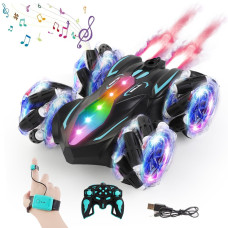 Syozac Upgraged Gesture Sensing Rc Stunt Car With Lights Music Hand Gesture Remote Control Car Toy With 360 Spins Gesture Rc