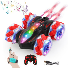 Syozac Upgraged Gesture Sensing Rc Stunt Car With Lights Music Hand Gesture Remote Control Car Toy With 360 Spins Gesture Rc