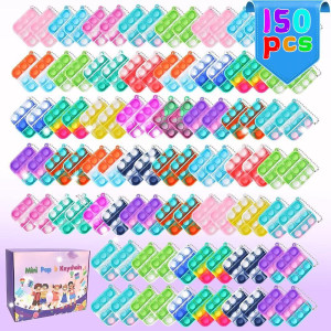 150 Pcs Mini Pop Fidget Toys Pack Party Favors Easter Silicone Squeeze Pop Bubble Fidget Bulk Sensory Toys Pop Keychain Bubble