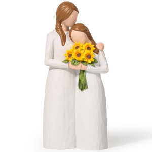 Yuideary Gifts For Mom Sunflower Mother Daughter Figurines Mother Daughter Gift Hand Painted Figure For Christmas Thanksgivi