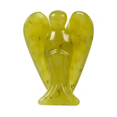 Carved Olive Jade Gemstone Peace Angel Pocket Guardian Angel Healing Statue 2 Inch