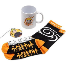 Culture Fly Naruto Shippuden Gift Set Hidden Village 3 Piece Mug, Crew Socks, Christmas Ornament Gift Set