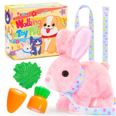 Tagitary Plush Toys Bunny Toys For Kids With Sounds Can Walk Wiggle Ears Twitch Mouth And Nose Hopping Interactive Electronic Ra