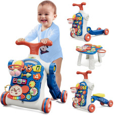 Hyes 5 In 1 Baby Push Walker For Baby Boy Activity Center Learning To Walk Sit To Stand Early Learning Push Toys For Infant 1