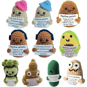 Masinies Crochet Emotional Support Pickles Cucumber Handmade Emotional Support Positive Potatoes Knitted Potato Pocket Hug Doll