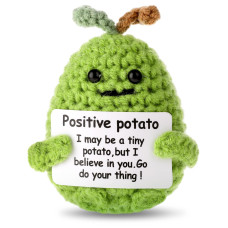 Grevosea Mini Funny Positive Potato 3 Inch Green Positive Potato Crochet Cute Wool Funny Knitted Positive Potato Doll Cheer Up