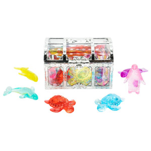 Hercugifts Diving Toys 15 Colorful Ocean Theme Gems Set With Treasure Pirate Box Pool Toys Including Dolphin Seal And Sea Turtle