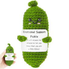 Emotional Support Pickle Cute Crochet Pickled Cucumber Knitting Doll Handmade Crochet Doll Inspirational Gifts Ornaments Emotio