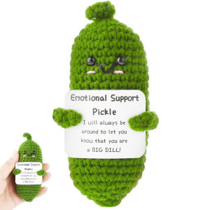 Emotional Support Pickle Cute Crochet Pickled Cucumber Knitting Doll Handmade Crochet Doll Inspirational Gifts Ornaments Emotio