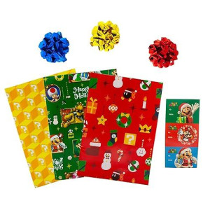Halo Branded Solutions Inc. Super Mario Bros. 9-Piece Holiday Wrapping Paper Kit