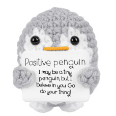 Netholid Positive Penguin Emotional Support Penguin Funny Handmade Crochet With Positive Cards Penguin Gifts Suitable For Birthd