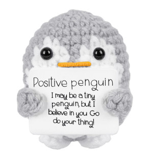 Netholid Positive Penguin Emotional Support Penguin Funny Handmade Crochet With Positive Cards Penguin Gifts Suitable For Birthd