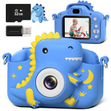 Greenkinder Kids Camera Dinosaur Toddler Digital Camera For Boys Girls Christmas Birthday Gifts Selfie 1080P Camera For 3 4 5