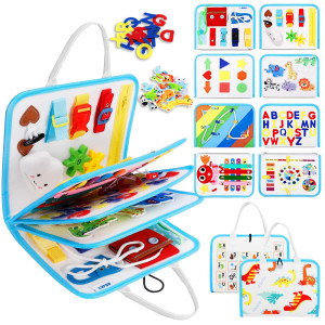 Esjay Toddler Busy Board Montessori Toys Busy Book Travel Toys For Airplane Learning Educational Activities Gifts For 1 2 3