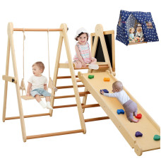 8 In 1 Wooden Pikler Triangle Setindoor Playground Jungle Gym For Toddlers 268Yrsmontessori Climbing Set With Ramptentswin