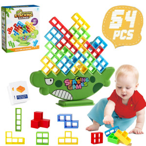 64Pcs Tower Game Balance Stacking Blocks Tower Balancing Stacking Board Games Building Blocks Puzzle Toy Family Games Valentin