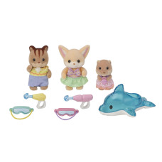 Sylvanian Families Toy Figurines 5749 Adventure Nursery Friends Pool Fun 3 Baby Figures Swim Outfits Diving Goggles Water