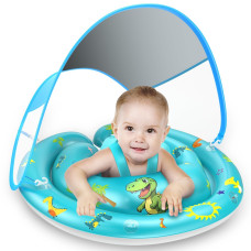 Baby Pool Float With Canopy Removable Upf50 Uv Sun Protection Thirdgeneration Upgraded Baby Swimming Float More Stable Baby Sw