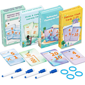 Tichgeim Math Flash Cards For Kids 412 Addition Subtraction Multiplication And Division Practice Math Manipulatives Games F