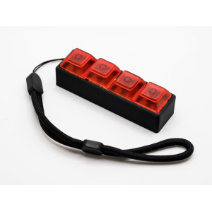 Fourbutton Clicky Mechanical Switch Fidget Toy Stim Toy Stress Relief Adhd Black Base Transparent Red Keycaps