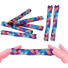 Zugar Land Cool Colorful Classic Bamboo Chinese Finger Traps 5 For Kids And Adults Dark Multi Color 72 Pack