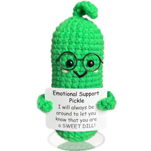 Mhryez Emotional Support Pickle Crochet Funny Gifts Knitting Doll Ornaments Funny Reduce Pressure Cucumber Toy Birthday Gifts