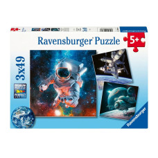 Ravensburger Puzzle Space Adventures Astronaut Space Rockets Childrens Puzzle 3 Puzzles Of 49 Pieces Puzzle For Children