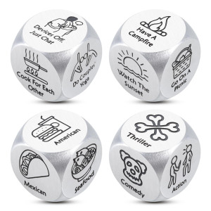 4Pcs Date Night Dice For Couple 25Th Anniversary Day Gifts For Couple 50Th 11Th Year Anniversary Steel Gift Wedding Gifts Bridal