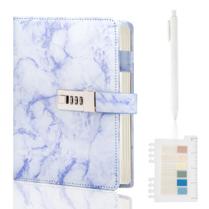 Kutoda Marble Diary With Lock 192 Pages College Ruled Secret Journal With Lock Waterproof Diary With Lock A5 Journal With Loc