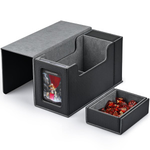 Zlca Card Deck Box With Display Window Mtg Commander Deck Box Fits 200 Doublesleeved Cards With Dice Tray 35Pt Magnetic Card