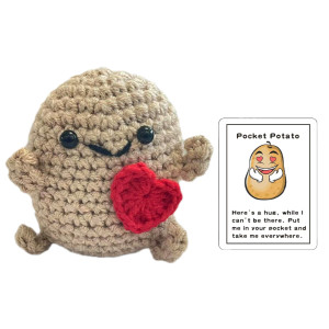 Aabxx Funny Mini Positive Potato3 Inch Cute Crochet Doll With Positive Cardsoft Wool Knitting Toy Decoration Encouragement Sup