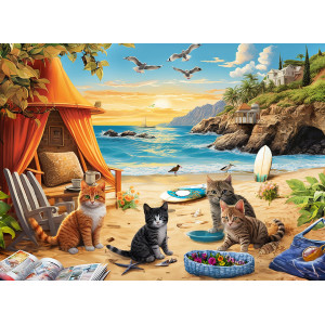 100 Pieces Jigsaw Puzzles For Adults Cat Puzzles For Kids Ages 68 810 1012 Coastal Cats And Seagulls