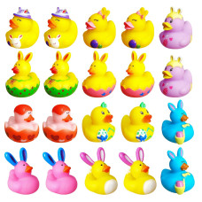 20 Pcs Easter Rubber Ducks Assortment 10 Styles Bunny Rubber Ducky 2 Inch Rubber Ducks Baby Showers Accessories For Easter Baske