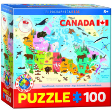 Illustrated Map Of Canada 100 Pc