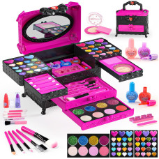 Kids Makeup Kit For Girl Toys Girls Make Up Kit Real Washable Makeup Set For Girls Princess Gift Safe Nontoxic Toddlers P