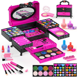 Kids Makeup Kit For Girl Toys Girls Make Up Kit Real Washable Makeup Set For Girls Princess Gift Safe Nontoxic Toddlers P