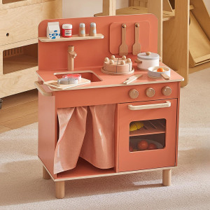 Giant Bean Wooden Play Kitchen Nordic Play Kitchen For Toddlers 13 Kitchen Playset For Kids With Cookware Accessories Preten