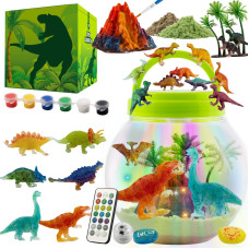 Solday Dinosaur Terrarium Kit With Light Glow In Dark Dinosaur Painging Kits For Boys Make Your Own Dino Painting Toys For Kids