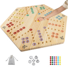 Horow Wahoo Board Game Wooden Original Aggravation Board Game Classic 2 Side Painted Fast Track Game For 4 Player And 6 Player W