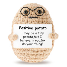 Grevosea Mini Funny Positive Potato 3 Inch Positive Potato Crochet With Glasses Cute Wool Funny Knitted Positive Potato Doll Ch