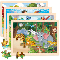 4 Packs Puzzles For Kids Ages 46 Wooden Animals Jigsaw Puzzles For Toddlers Ages 24 Preschool Educational Puzzles Boards Toy