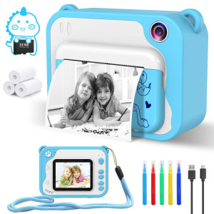 Kids Camera Toddler Camera Kids Digital Camera Instant Print 1080P Video Camera For Kids With 32Gb Sd Card Childrens Toy Came